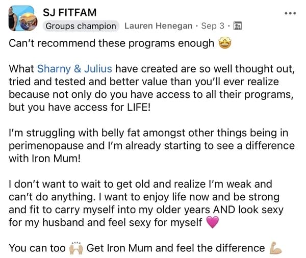 Facebook review from Lauren — perimenopause results